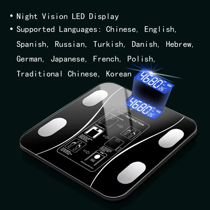 Smart Body Fat Scale Bluetooth Black