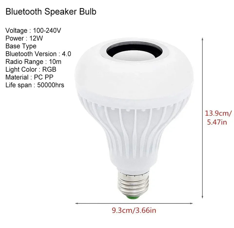 ATcomm Bluetooth Music RGB Bulb Speaker 12W E27 85-265V Remote Control