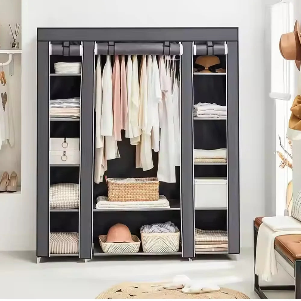 Portable Wardrobe Clothes Organizer 148 43 175cm Metal Frame Modern Style UK