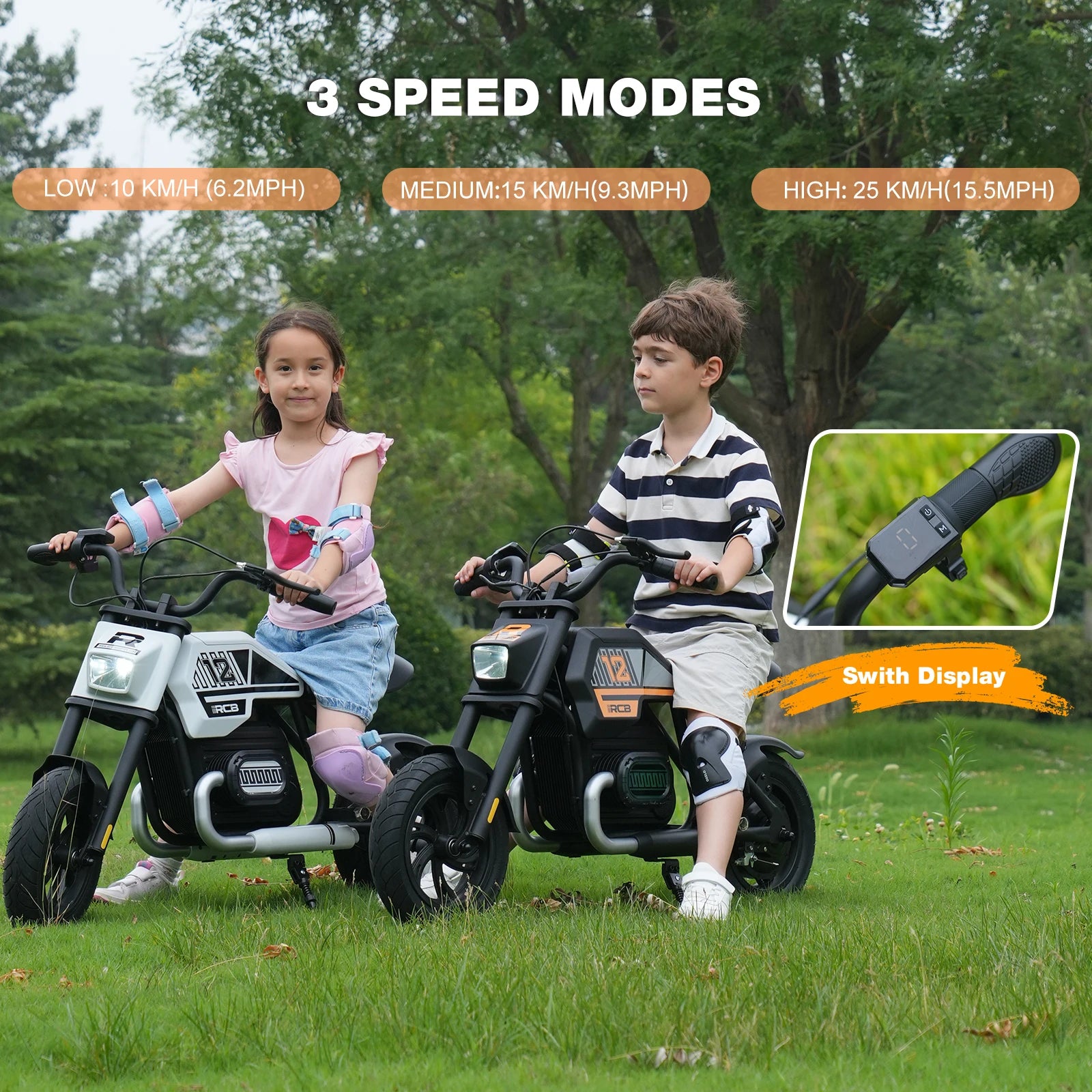 RCB R9 Kids Gift Electric Motorcycle 200W 24V 3 Speed Modes 12-15km Range 250w