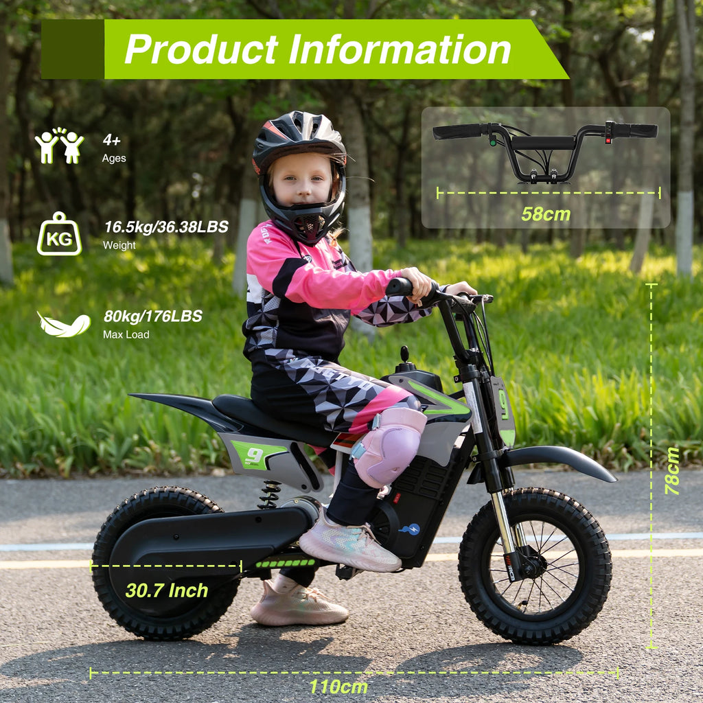 RCB R9X PRO Kids Electric Motorcycle 36V 350W 25kmh 3 Speed Modes 250w Off Road