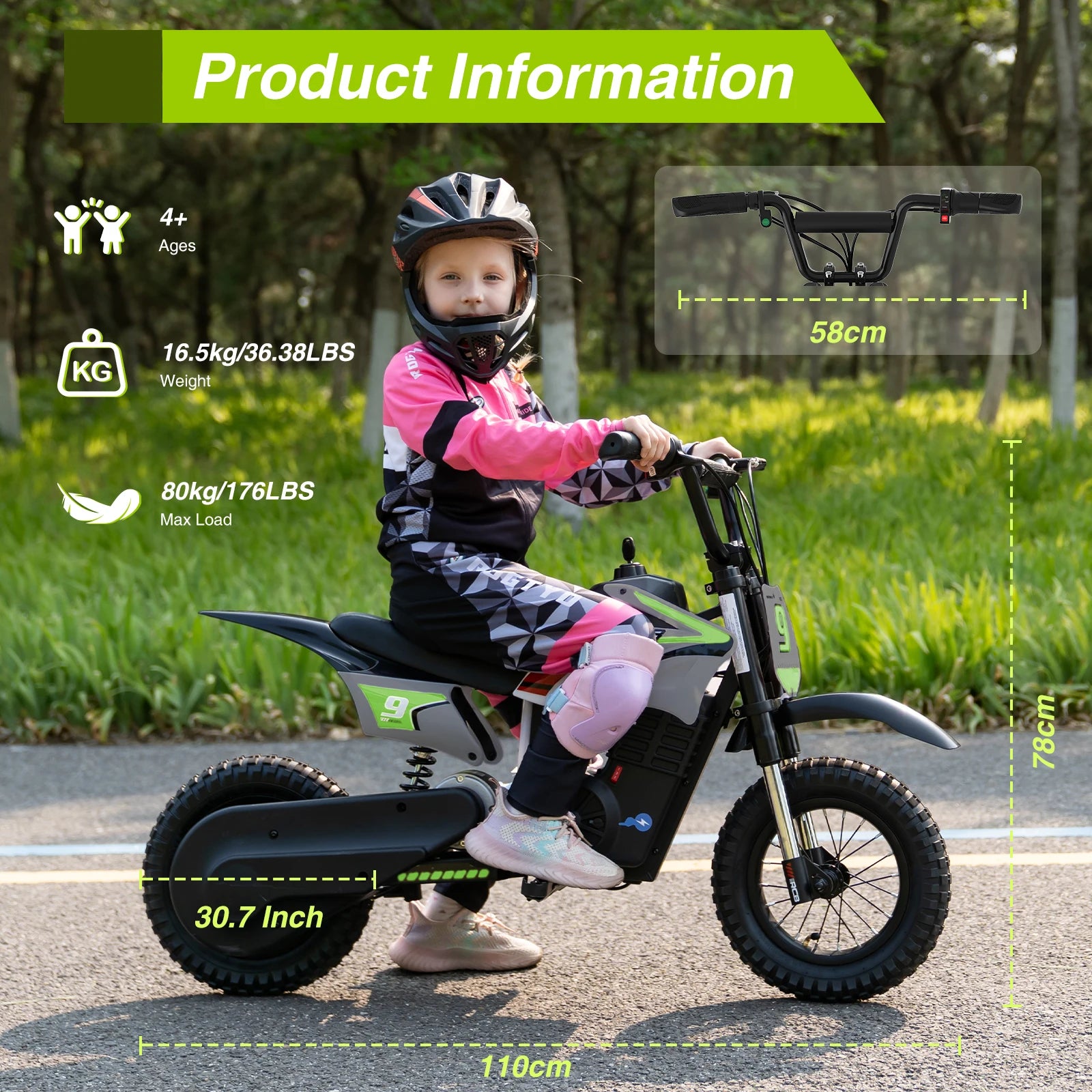 RCB R9X PRO Kids Electric Motorcycle 36V 350W 25kmh 3 Speed Modes 250w Off Road