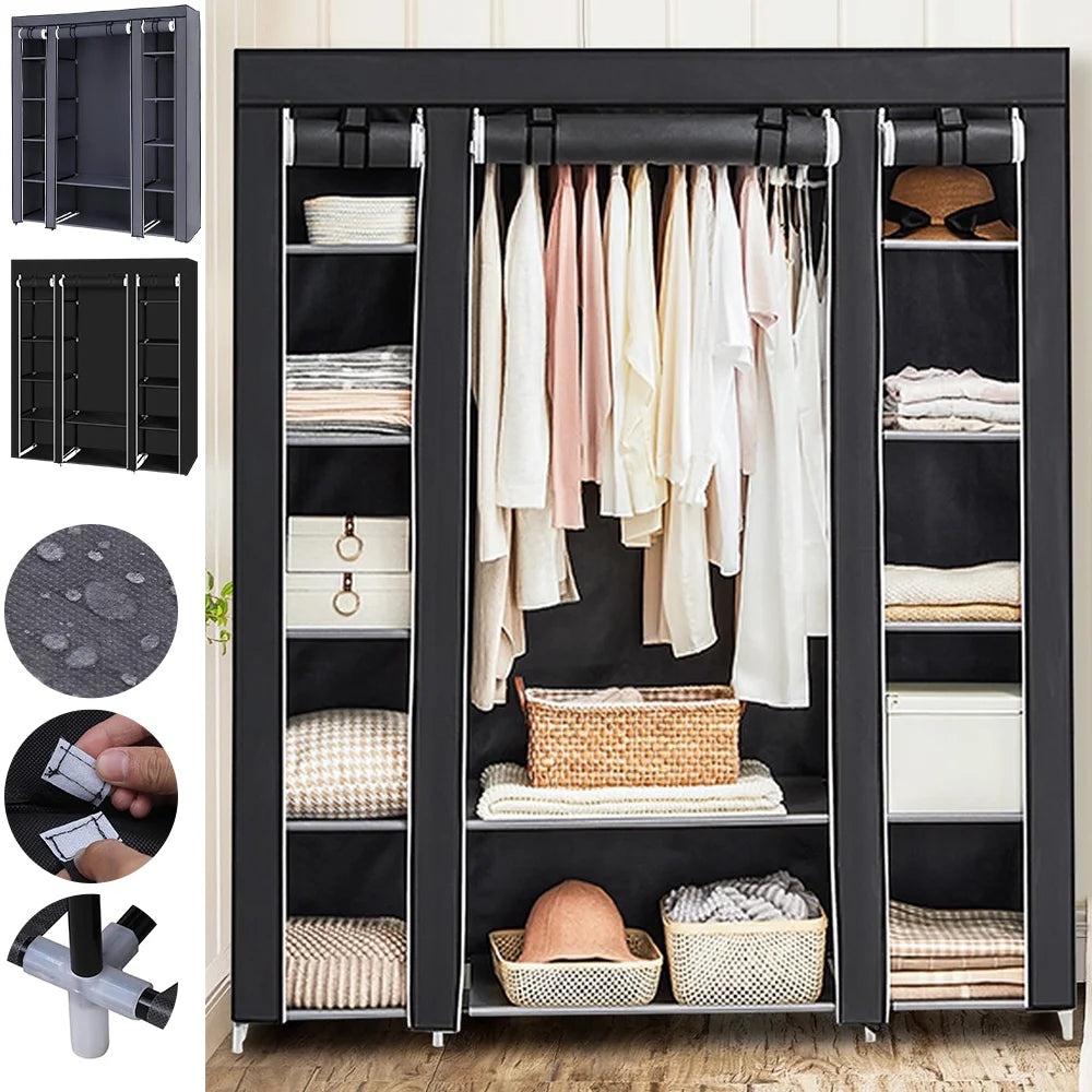 Portable Wardrobe Clothes Organizer 148 43 175cm Metal Frame Modern Style UK