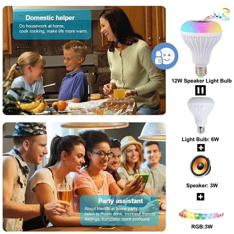 ATcomm Bluetooth Music RGB Bulb Speaker 12W E27 85-265V Remote Control