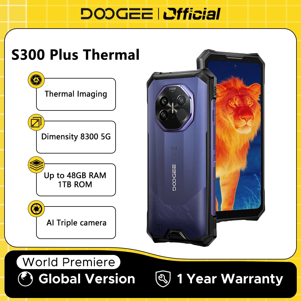 DOOGEE S300 Plus Thermal Rugged Phone 5G 12GB 1TB Android 16 6.78'' 11000mAh