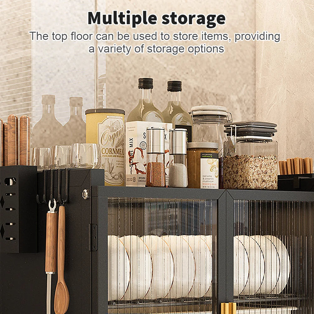 LONENESSL Storage Cabinet Metal Sideboard 45cm Wide 3 Shelves Modern Style