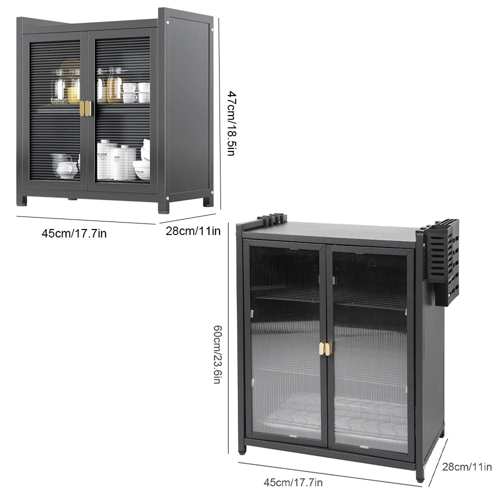 LONENESSL Storage Cabinet Metal Sideboard 45cm Wide 3 Shelves Modern Style