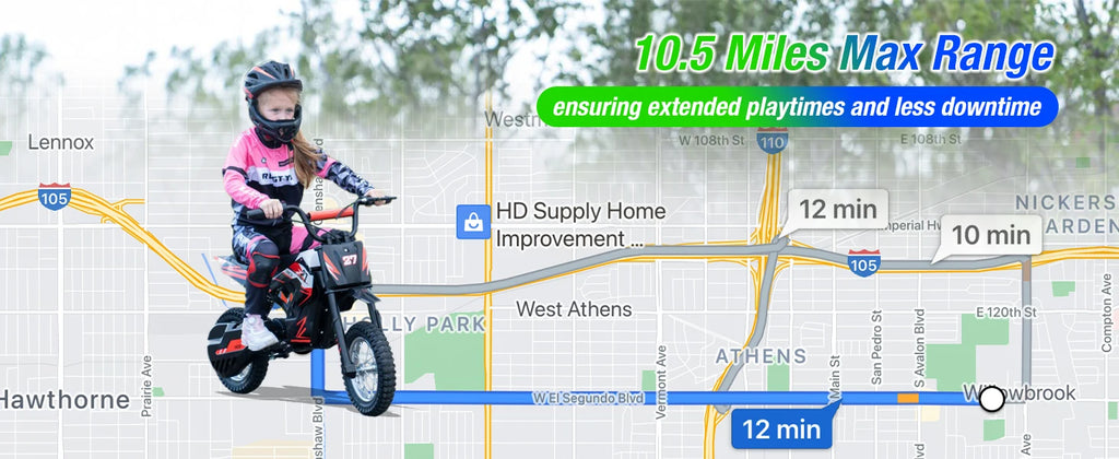 RCB R9X Kids Electric Motorbike 36V 15.5MPH 9.3Mile Range Ride On < 200W