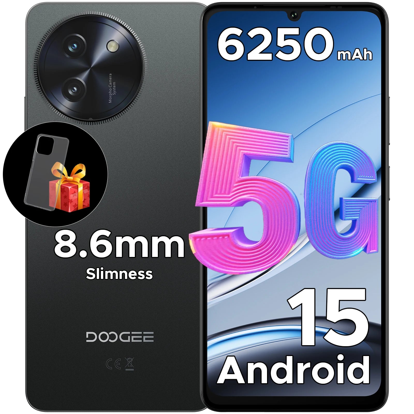 DOOGEE Note 59 5G Android 15 Smartphone 6.75inch 32GB 128GB Unisoc T820 6250mAh