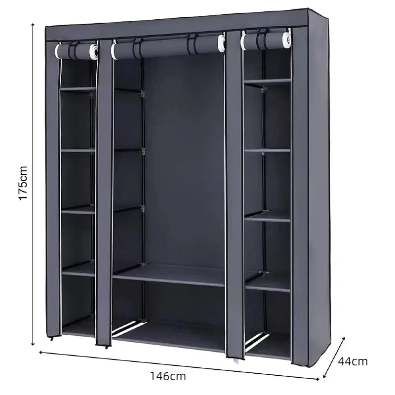 Portable Wardrobe Clothes Organizer 148 43 175cm Metal Frame Modern Style UK
