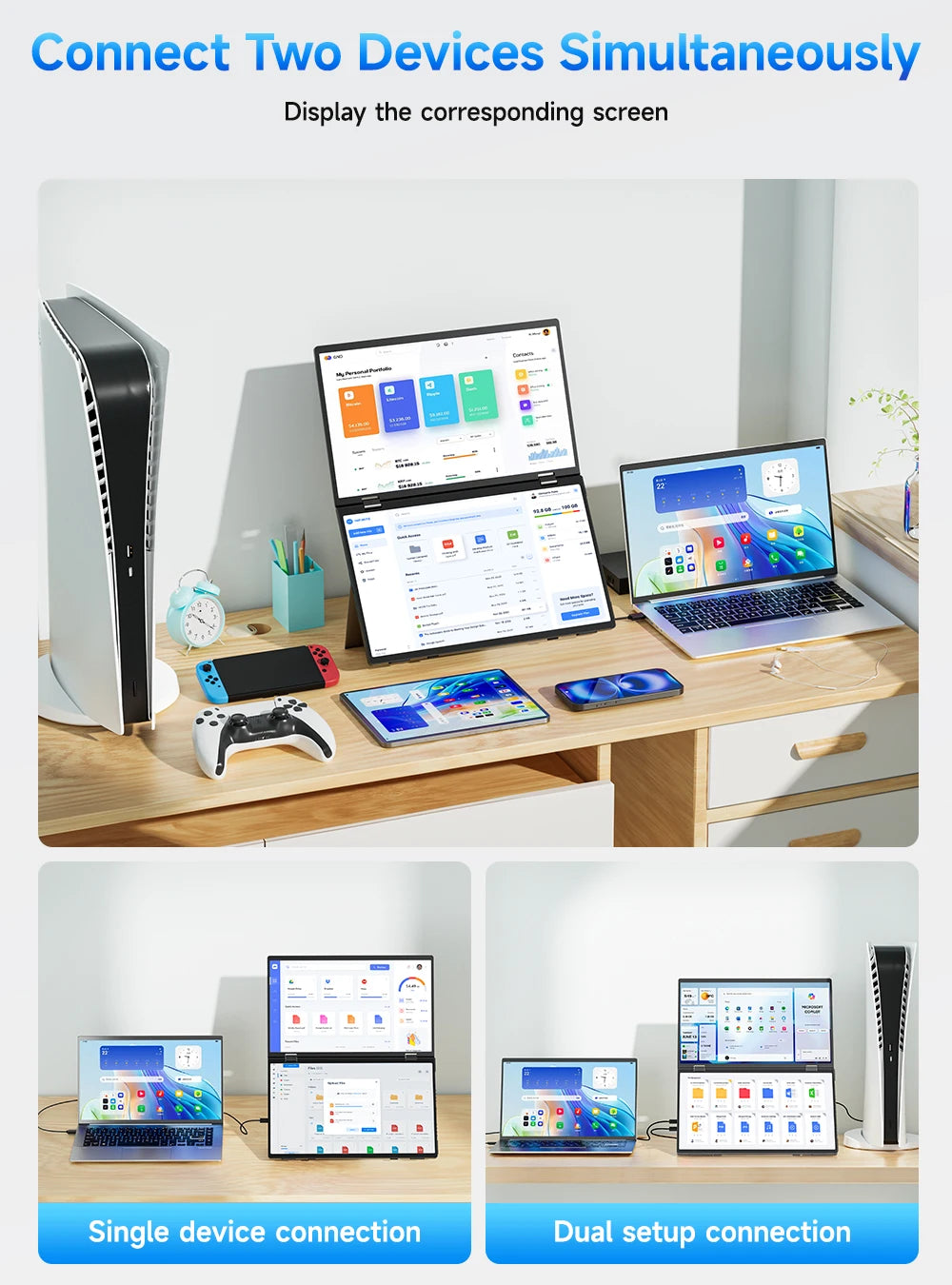 UPerfect UStation Dual Monitor 15.6 1080P FHD IPS Triple Laptop Screen Extender
