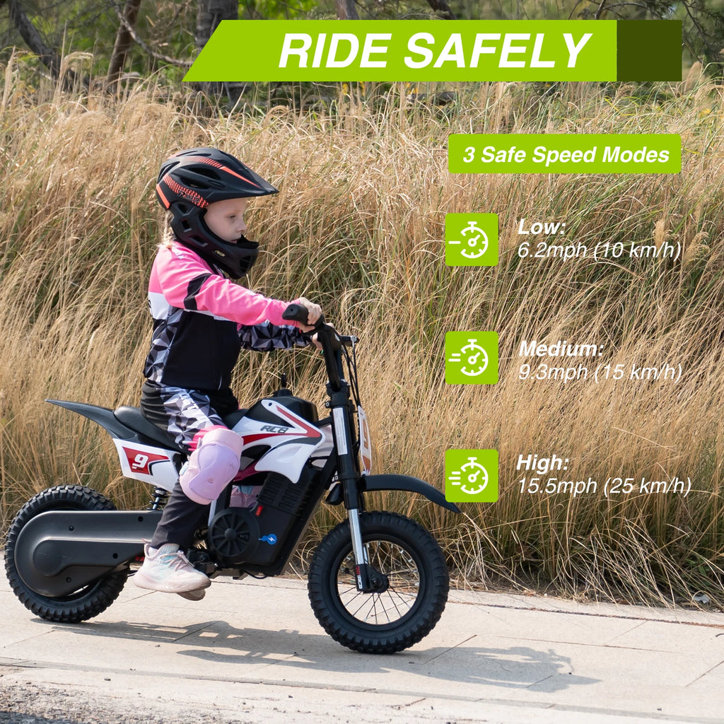 RCB R9X PRO Kids Electric Motorcycle 36V 350W 25kmh 3 Speed Modes 250w Off Road