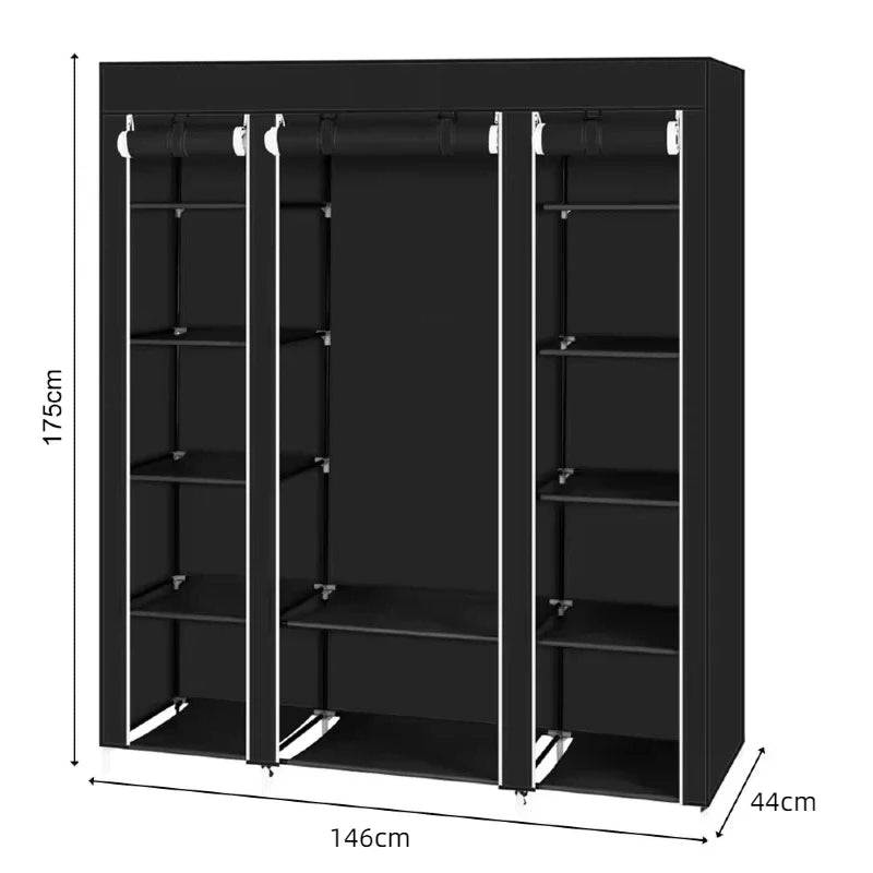 Portable Wardrobe Clothes Organizer 148 43 175cm Metal Frame Modern Style UK