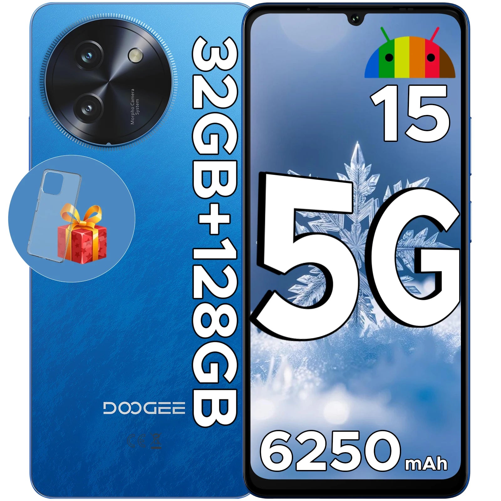 DOOGEE Note 59 5G Android 15 Smartphone 6.75inch 32GB 128GB Unisoc T820 6250mAh
