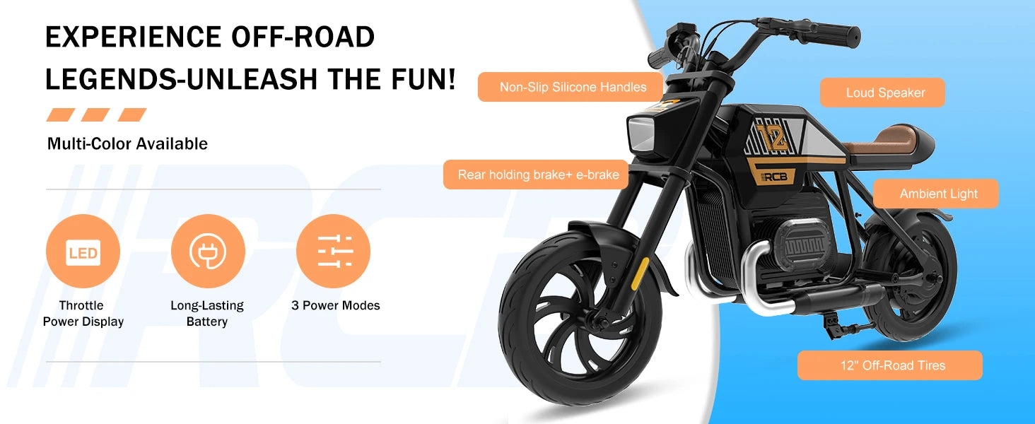 RCB R9 Kids Gift Electric Motorcycle 200W 24V 3 Speed Modes 12-15km Range 250w