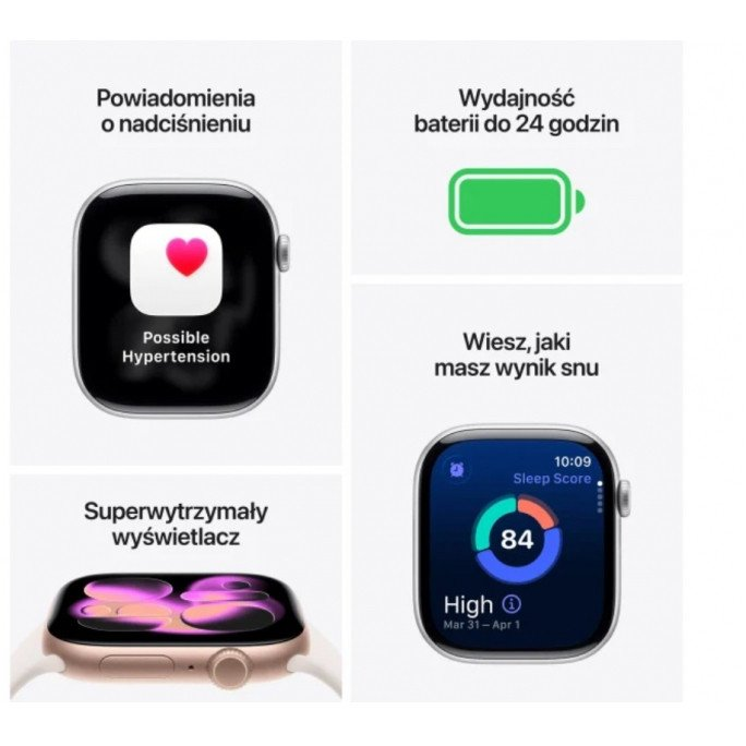 Apple Watch Series 11 GPS + Cellular 42 mm алуминиев корпус в цвят Midnight (MF854MP/A)