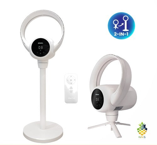 2-in-1 Bladeless Floor Desktop Fan Quiet Oscillating White Black Standing UK