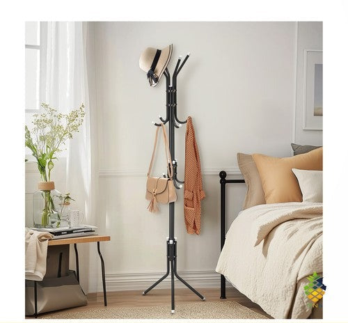 Coat Rack Stand 3-Tier 175cm Metal Coat Hat Stand 12 Hooks Hallway Bedroom UK