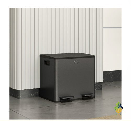 Dual Kitchen Bin 2x15L Stainless Steel Recycling Soft Close Lid Black 30L UK