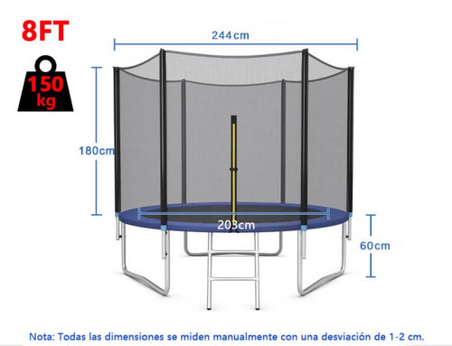 Trampolín al aire libre, trampolines redondos de 6 FT, 8 FT con red de