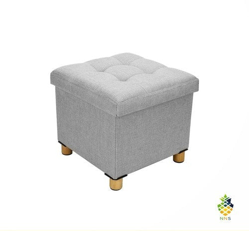 Folding Storage Ottoman Footstool Upholstered Storage Box 38x38x32cm Dark Grey