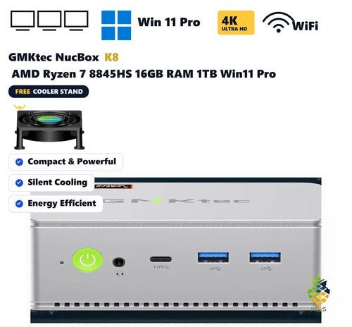GMKtec NucBox K8 AMD Ryzen 7 8845HS Mini PC Barebone (No RAM/SSD) WiFi 6E UK