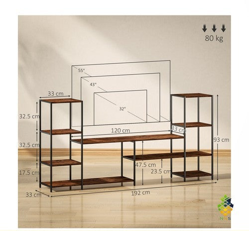 Industrial Modern TV Stand for TVs up to 55in Metal Frame Wood Media Console UK