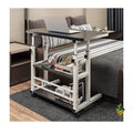 Mobile Laptop Table Adjustable Height Rolling Desk Storage Shelf Lockable Caster