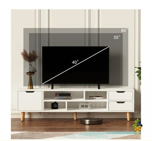 Modern TV Unit Stand Cabinet 140cm 4 Open Shelves Drawer for 55in TV Media UK