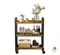 Narrow Rolling Kitchen Serving Cart Wood Metal Industrial Trolley Wheels UK