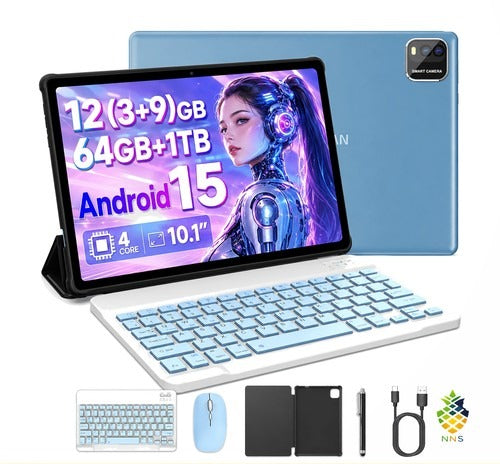 NNS 10.1in 2-in-1 Android Tablet 3GB 64GB FHD IPS 6000mAh Dual Camera 1TB Exp UK