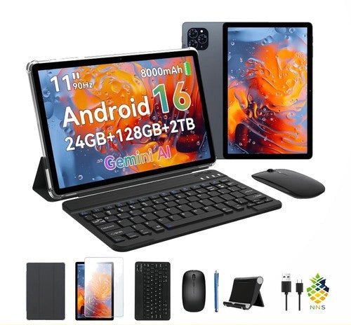 NNS 11in Android Tablet 24GB 128GB T615 5G WiFi 8000mAh FHD + Keyboard Stylus UK