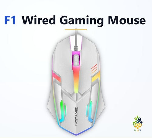 NNS F1 Wired 3-Key Gaming Mouse RGB Lighting Office PC Windows Plug & Play UK