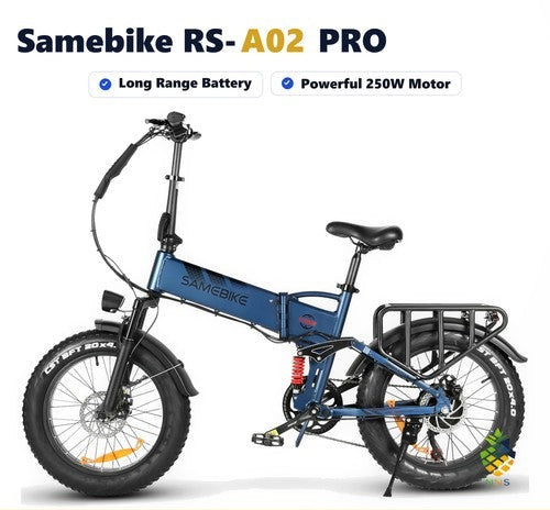 Samebike RS-A02 PRO 48V 17Ah Electric Bike 250W 20" Fat Tire Urban Cruise UK