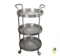 Silver Rustic 3-Tier Serving Trolley Drinks Bar Cart Kitchen Storage Cart UK