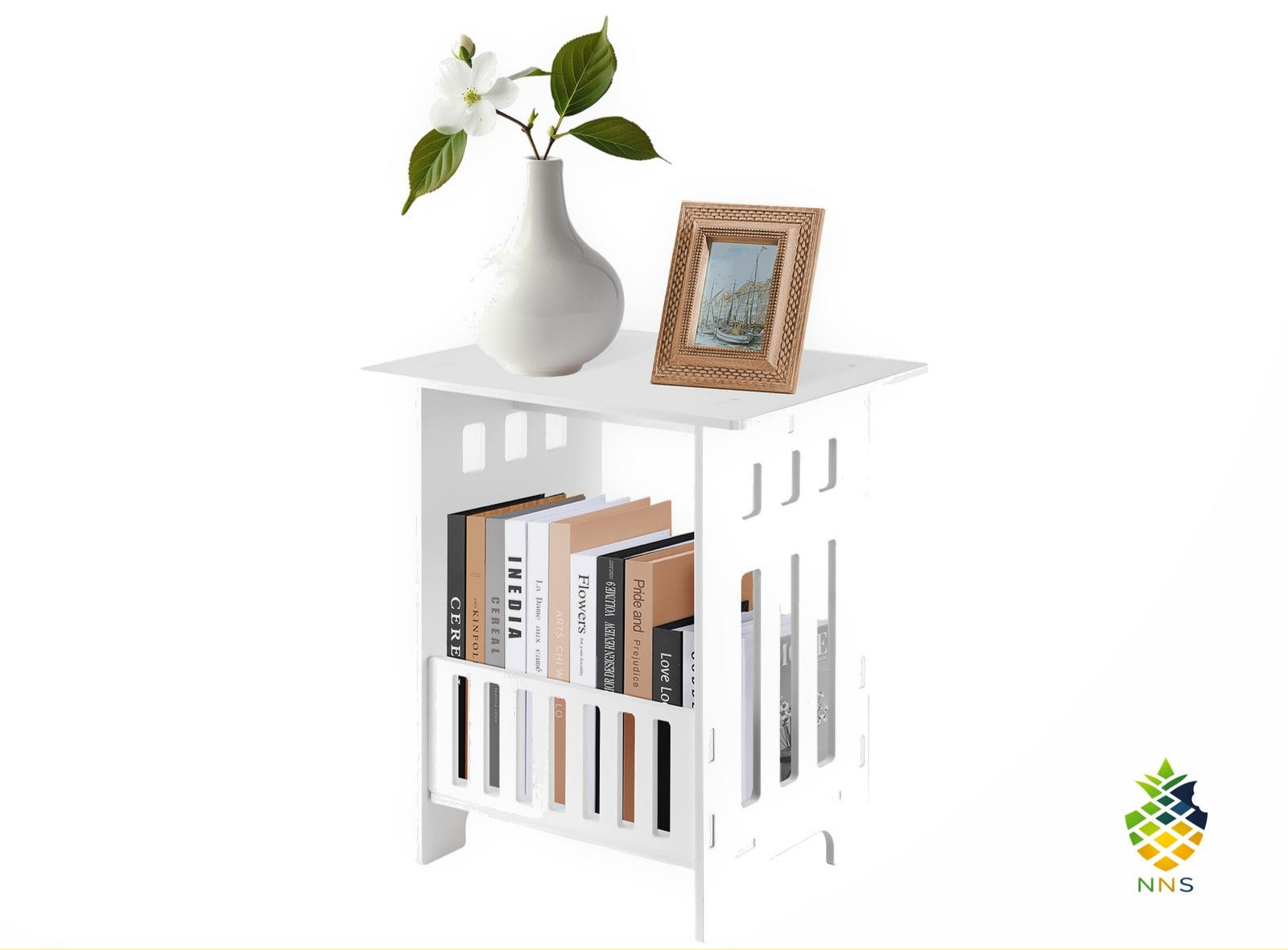 Small Side End Table Lamp Stand Nightstand with Storage Shelf White UK
