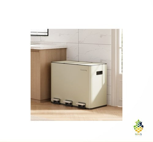 Stainless Steel Step Trash Can 45L 3-Compartment Recycling Bin Soft Close Pedal