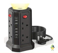 Tower Extension Lead 8-Way USB 3250W 13A Surge Protected 4 Switches Night Light