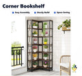 Tribesigns Modern Sleek 7-Tier Industrial Corner Bookshelf Wood Metal Retro UK