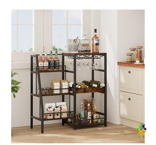 Wine Bottle Rack 3-Tier Trapezoidal Display Cabinet Glass Holder 77.5x30x81cm UK
