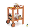 Wood Bar Cart 2-Tier Rolling Serving Trolley Wine Bottle Holders Kitchen UK